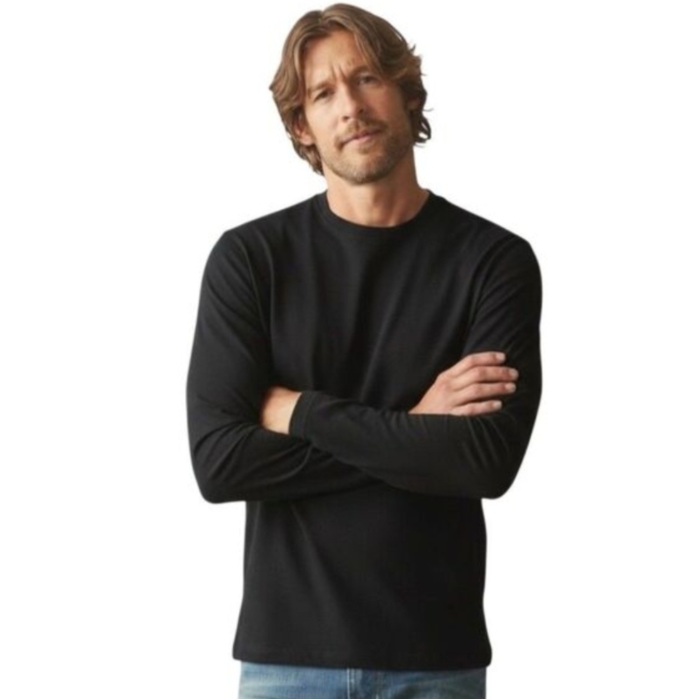American Giant Long Sleeve Crewneck Tee Premium Slub Size Small - Black USA Made